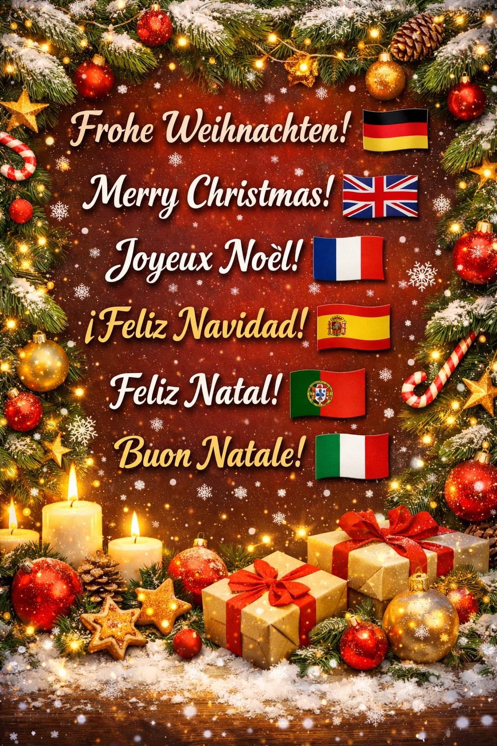 So sagt man "frohe Weihnachten" in anderen europäischen Ländern. (Foto: KI-generiert)